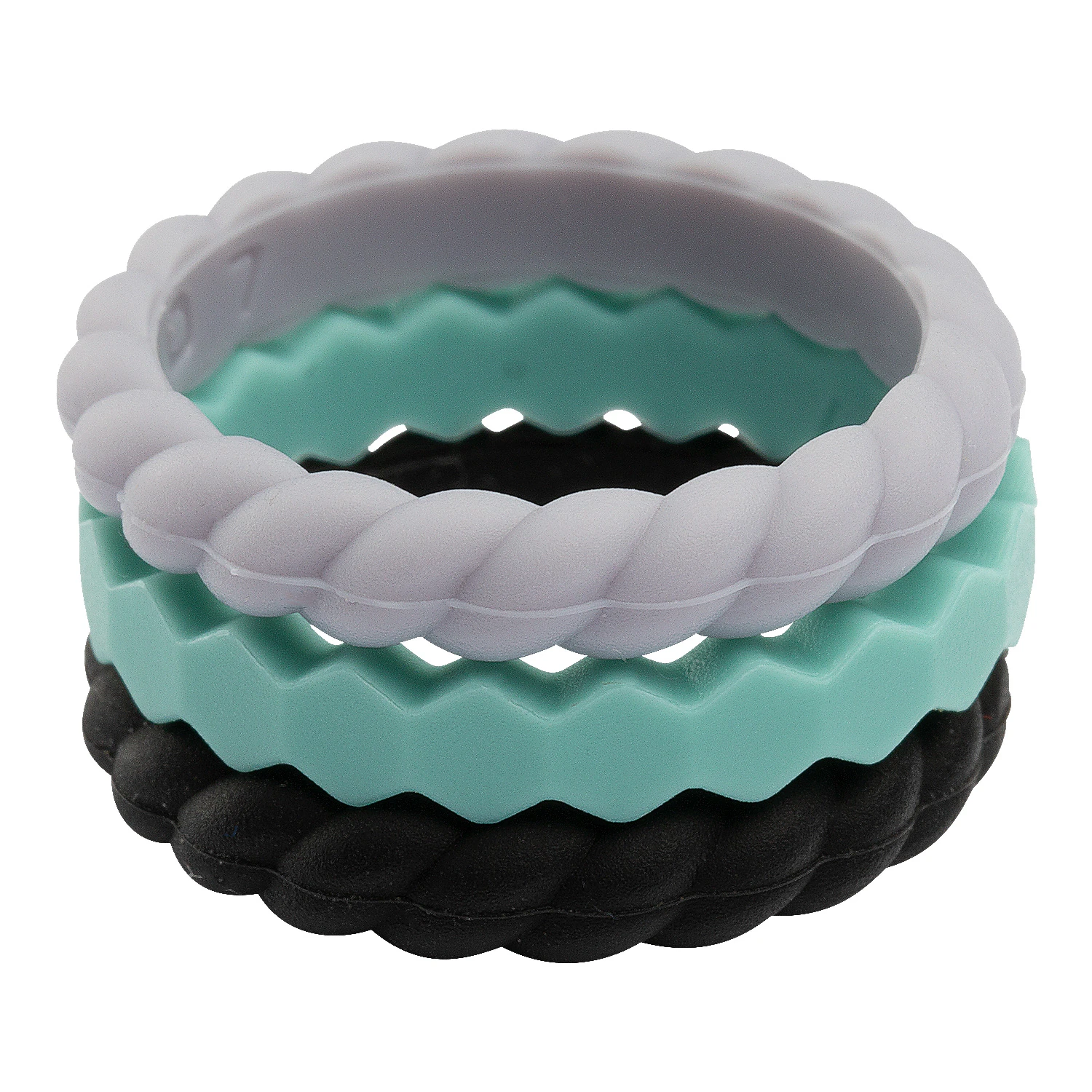 Qalo Women's Stackable Silicon Ring Set 3 Qalo Women's Stackable Silicon Ring Set