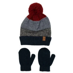 Chaos Youth's Striped Beanie & Mitten Set