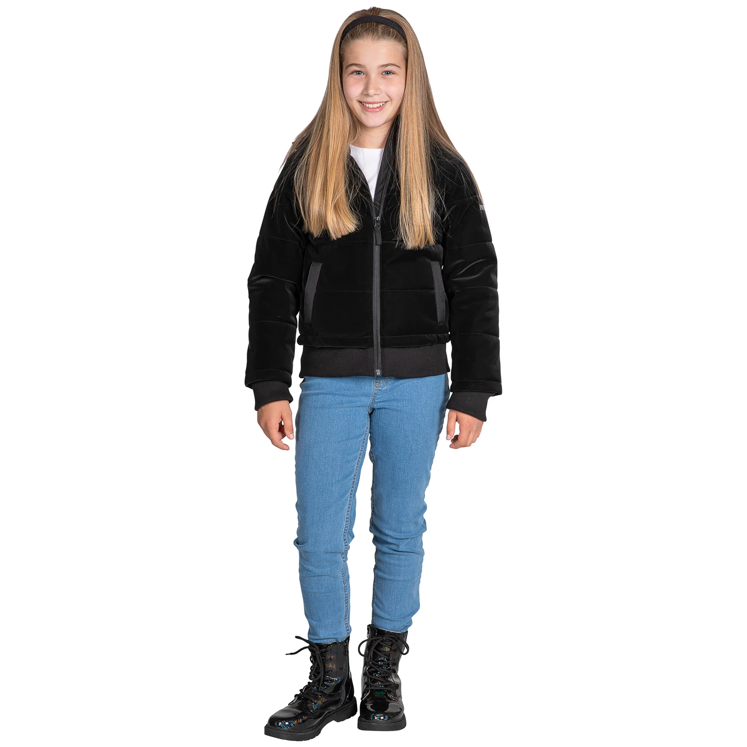 Pacific Trail Girls' Faux Velvet Quilted Bomber Jacket 8 Pacific Trail Girls' Faux Velvet Quilted Bomber Jacket - Image 6